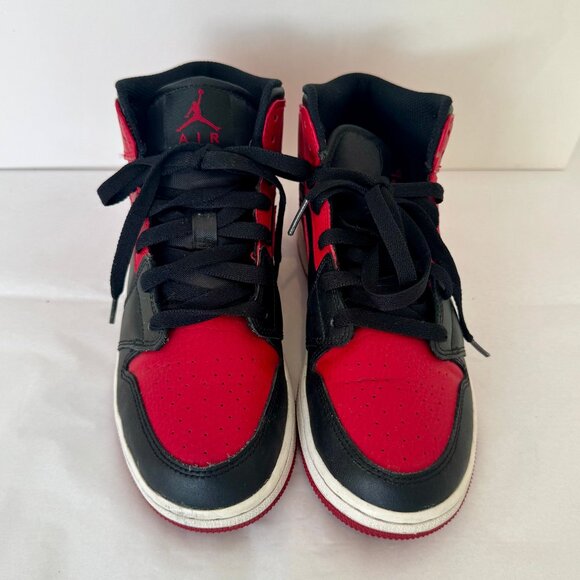 Nike Air Jordan 1 Mid Banned Black Red Bred Retro Shoes-sz. 5Y - Picture 6 of 8